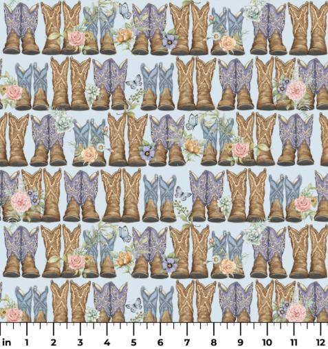 Cowboy Cowgirl Boots Springs Creative - Highland Ranch by Susan Winget Designs Cotton Fabric- 100% Cotton - Fabric- continuous cuts