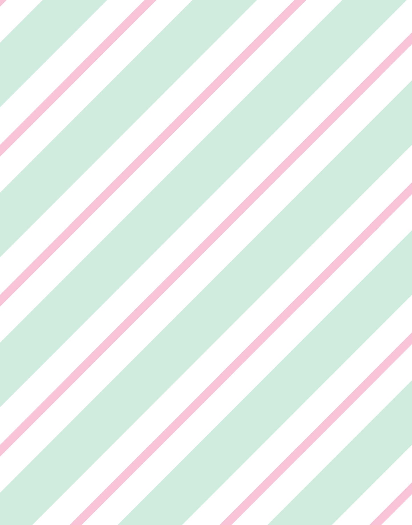 Wonderland Candy Cane Stripe Christmas Cotton fabric- Fat Quarters - By the 1/2 Yard- 100% Cotton - Continuous Cuts