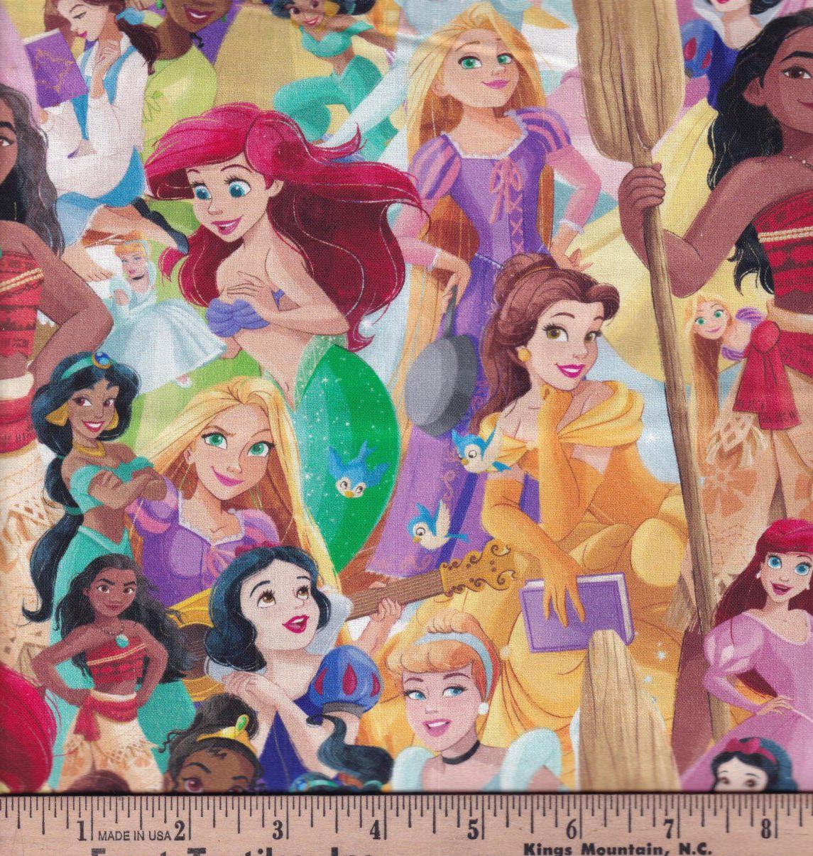 All Disney princesses and friends cotton fabric -100% Cotton Continuous cuts SC-Disney Princesses 80523 All Princesses Packed