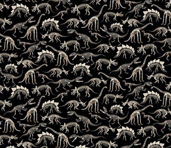 Dinosaur Skeletons Cotton Fabric -Roar Cotton Fabric Cute- roar- continuous cuts Timeless Treasures