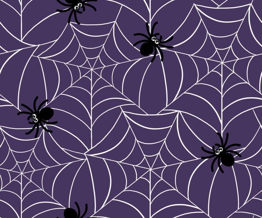 Creepy Crawly Cuties on Purple Fabric - Cotton Halloween Fabric - 100% Cotton - Continuous cuts - by the 1/4, 1/2 yards, FQ Purple spiderweb