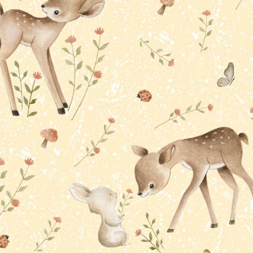 Forest Buddies Cozy Hats Woodland Wonders Cotton fabric- - 100% Cotton - Continuous cuts- Deer