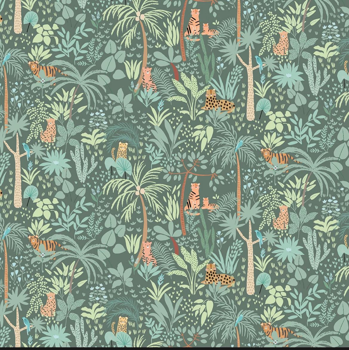 Grasslands Nursery Wild Cats Fabric - 100% Cotton - Continuous cuts Dear Stella Fabric D2931