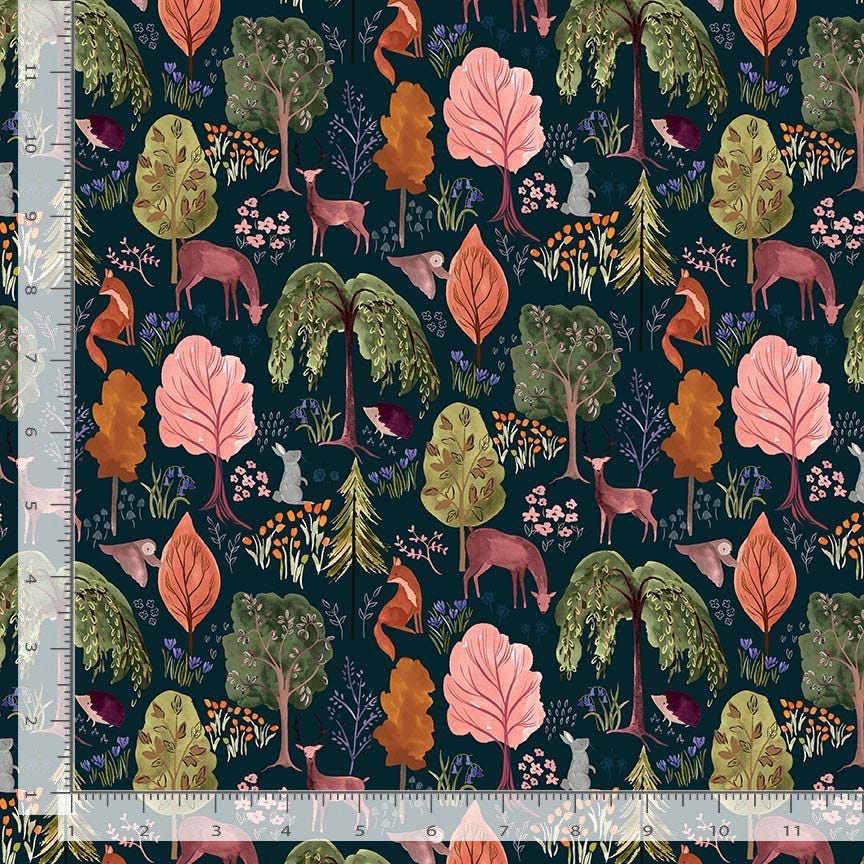 Floral Forest Dear Stella Woodland Cotton fabric- - 100% Cotton - Continuous cuts-