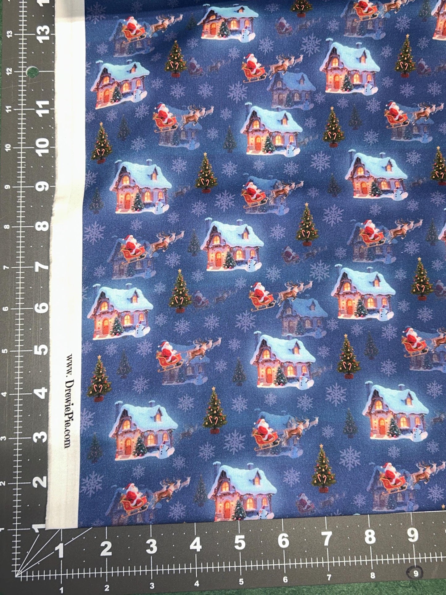 Reindeer Lane Santa’s Sleigh Christmas Cotton Fabric - Fat Quarters, by the yard- 100% Cotton-by the 1/2 yard