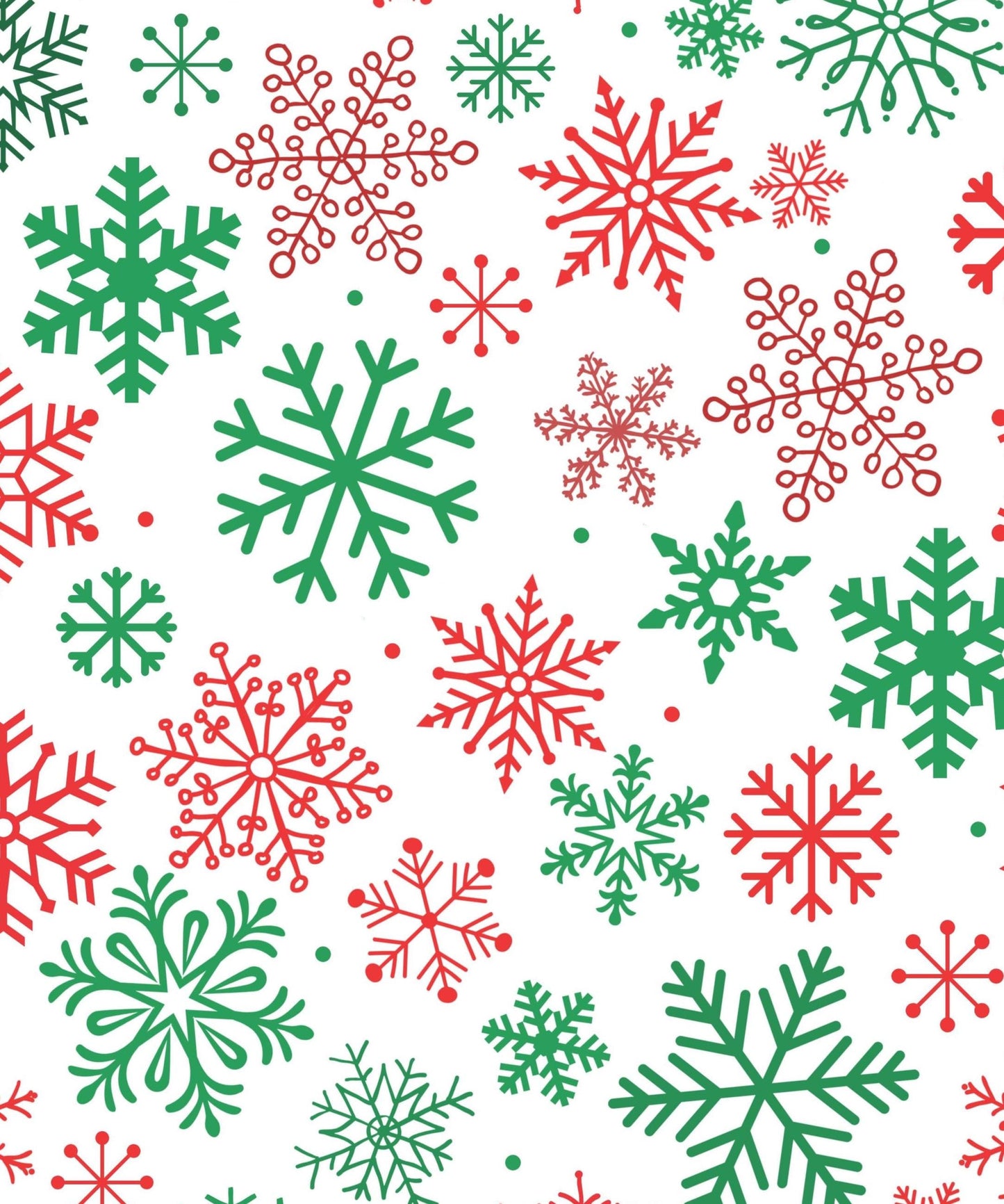 Red and Green Snowflakes Christmas Cotton fabric- 100% Cotton - Continuous Cuts Drewie Pie Fabrics - Christmas Cakes
