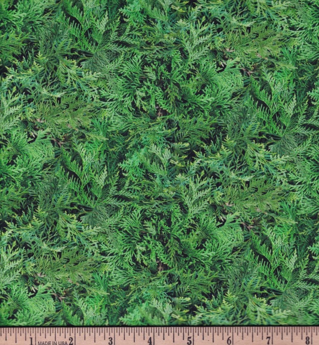 Cedar Branches 100% Cotton fabric - Continuous Cuts