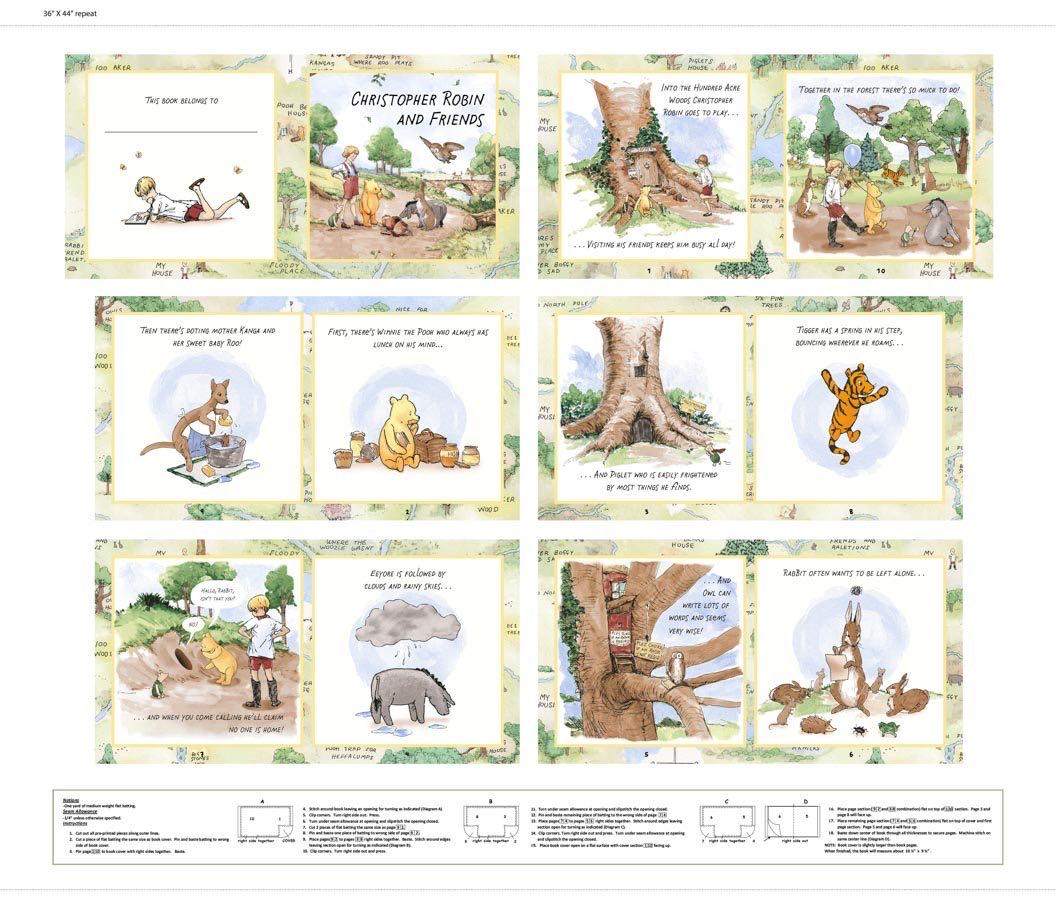 Classic Winnie 8729BP-36 Brown/Green - Book Panel 100% Cotton - 44/45" wide