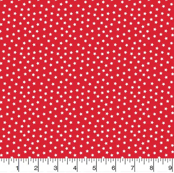 Tiny Stars on Red Cotton fabric - 100% Cotton - continuous cuts