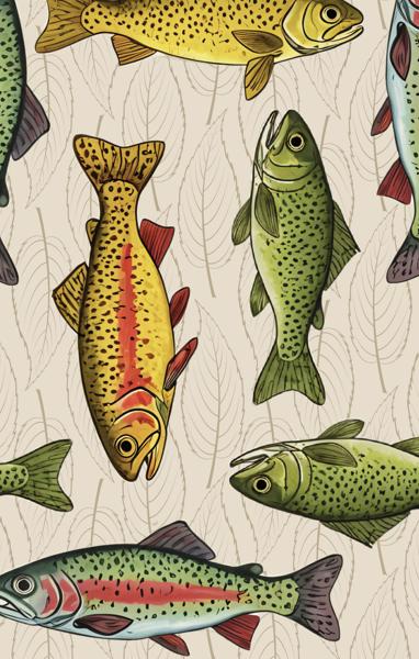 Outdoor Fish cotton fabric Continuous cuts- Drewie Pie Fabrics
