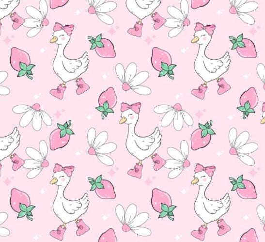 Ducks & Berries Cotton fabric- Continuous cuts- 100% Cotton-