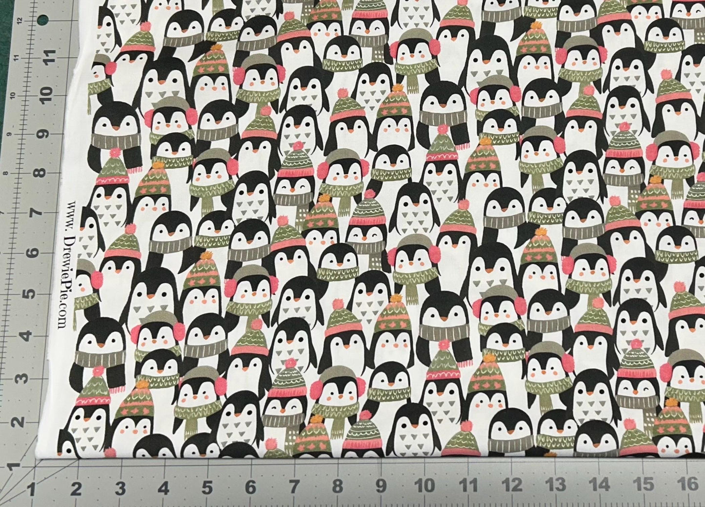 Cozy Penguin Packed Cotton Fabric- Drewie Pie Fabrics