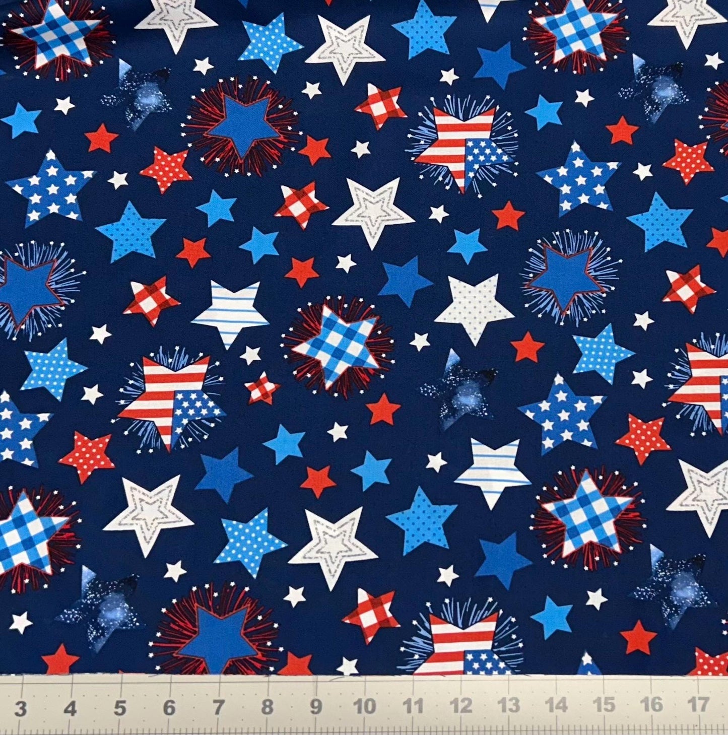 Patterned Stars Cotton fabric- 100% Cotton - continuous cuts