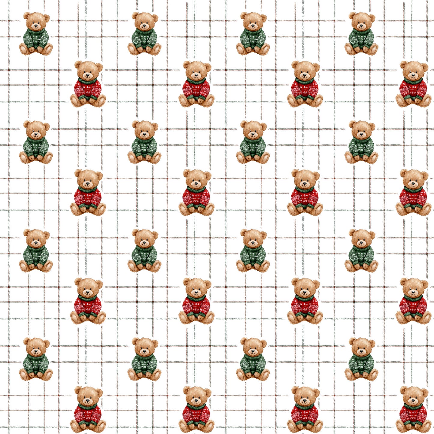 Christmas Teddies Fabric - 100% Cotton-Drewie Pie Fabrics