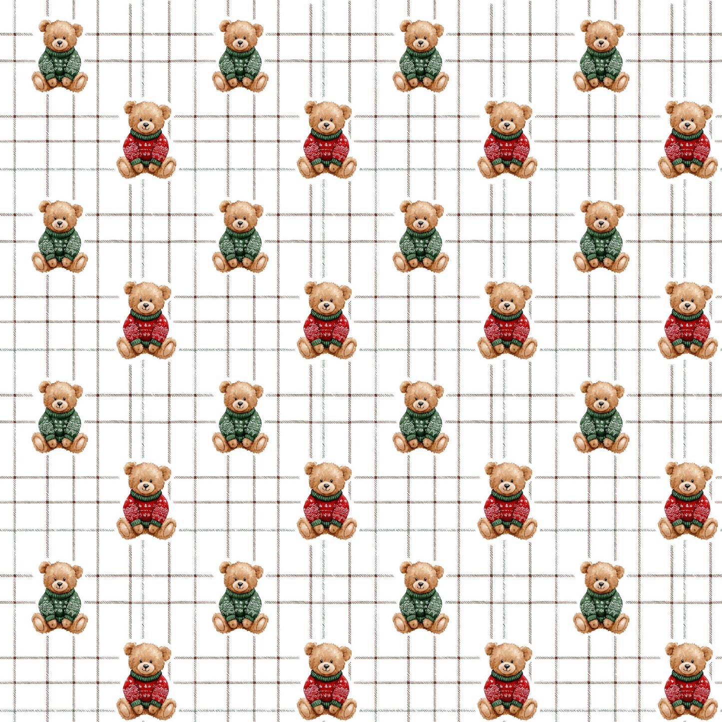 Christmas Teddies Fabric - 100% Cotton-Drewie Pie Fabrics