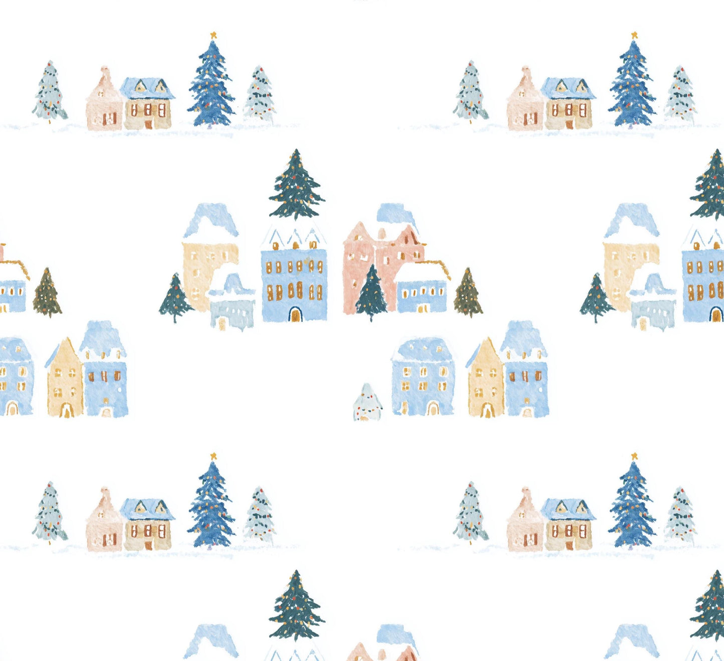 Winter Mini Village Cotton fabric 100% Cotton - Drewie Pie Fabrics