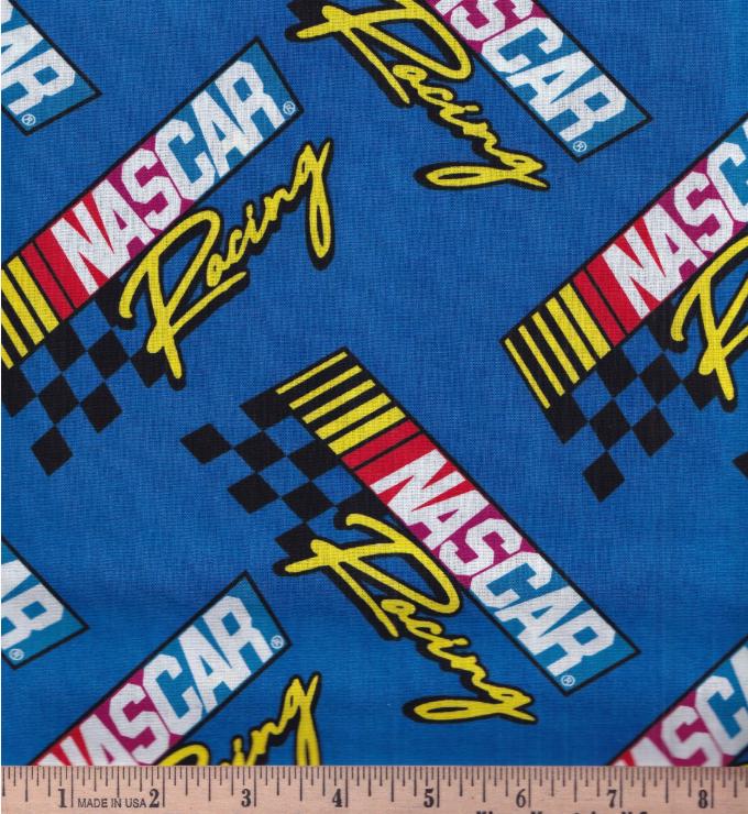 Nascar Blue Cotton fabric - 100% cotton- Continuous cuts - Licensed fabric