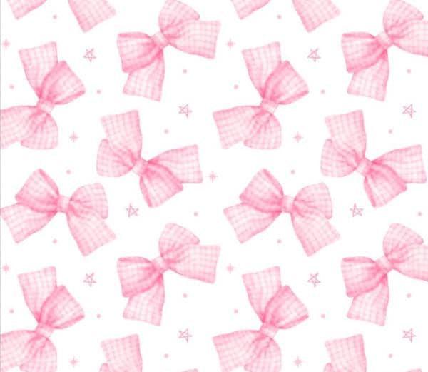 Pretty Pink Bows on White Cotton Material - 100% Cotton Fabric- continuous cuts -DA-CUP151