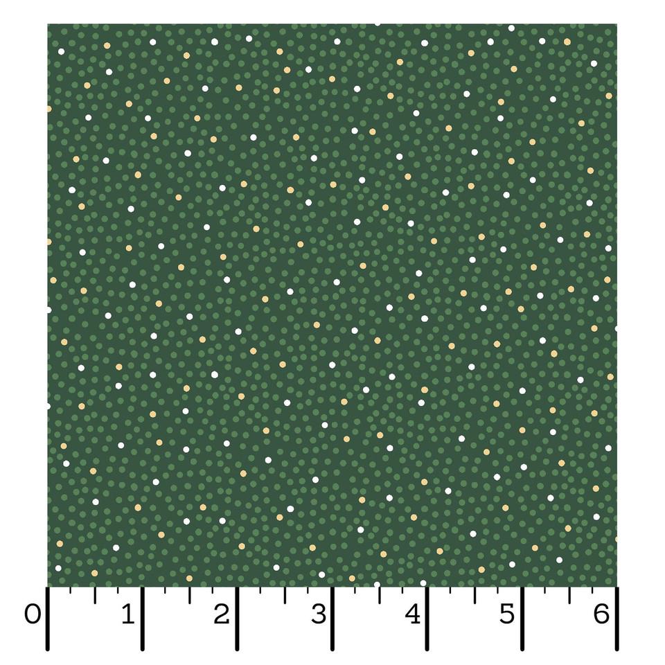 Green Dots Cotton fabric- Metallic Accent - Merry Mix- continuous cuts - cotton fabric- fast shipping! MASM1118-G