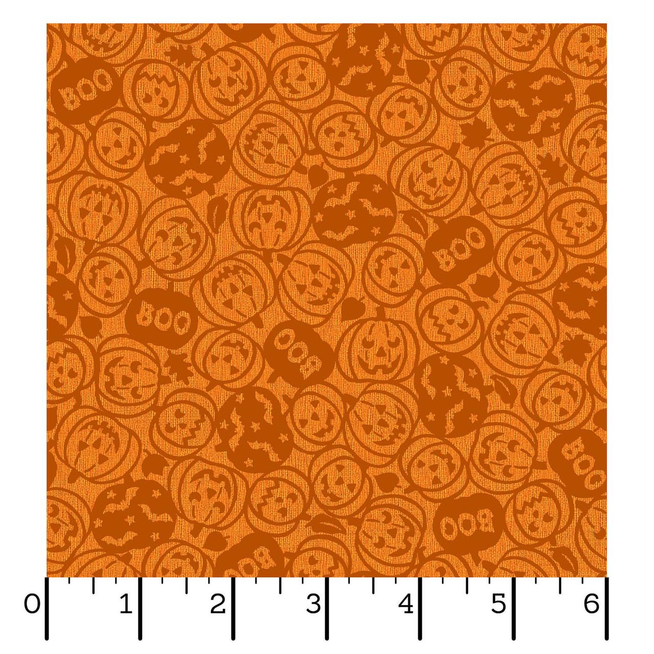 Spooky Pumpkins Orange Halloween Fabric - 100% Cotton - Continuous cuts Pumpkin Grove Spooky Pumpkins - Orange MAS11182-O