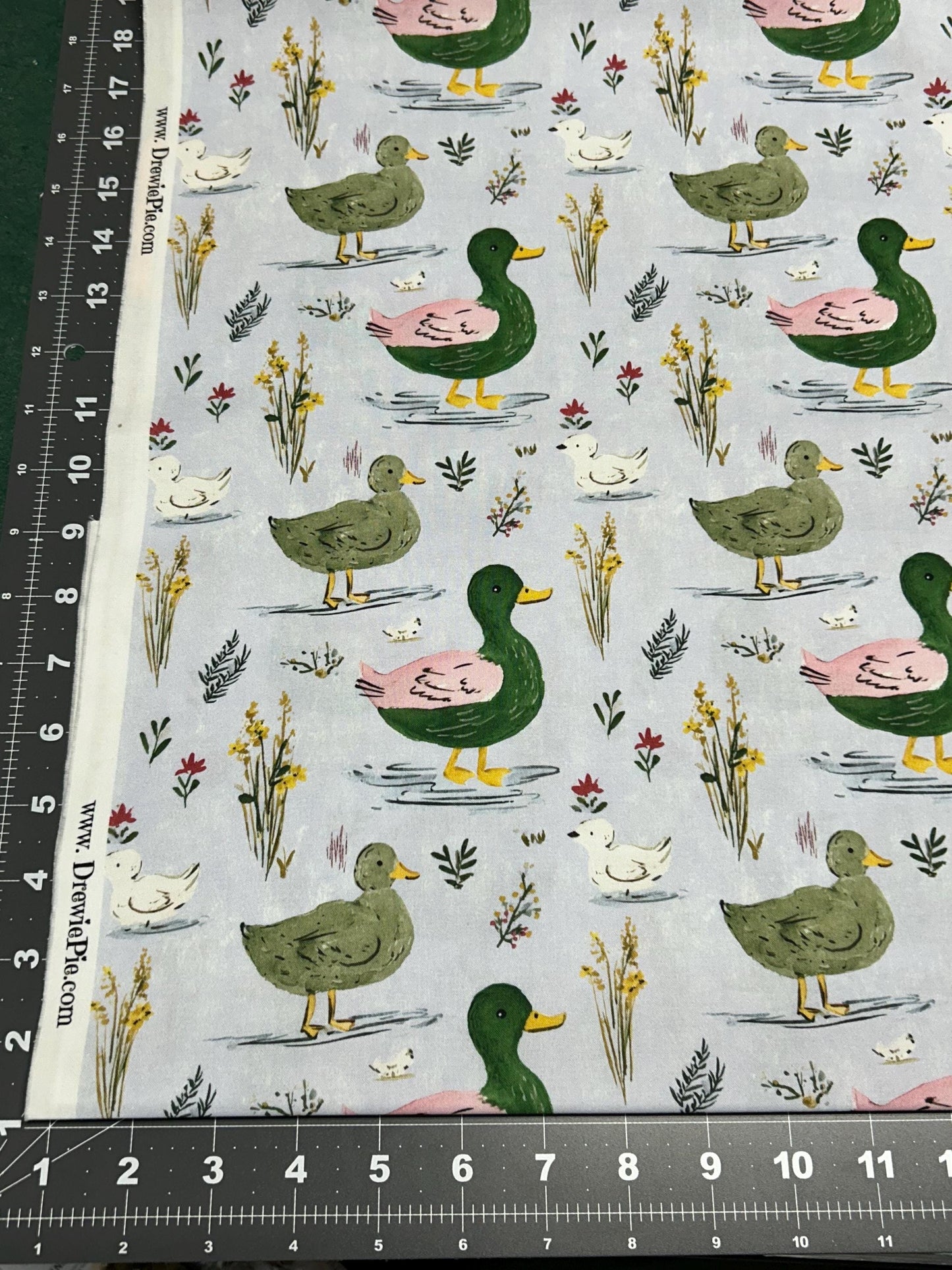 Watercolor Ducks Cotton fabric- Continuous cuts- 100% Cotton-