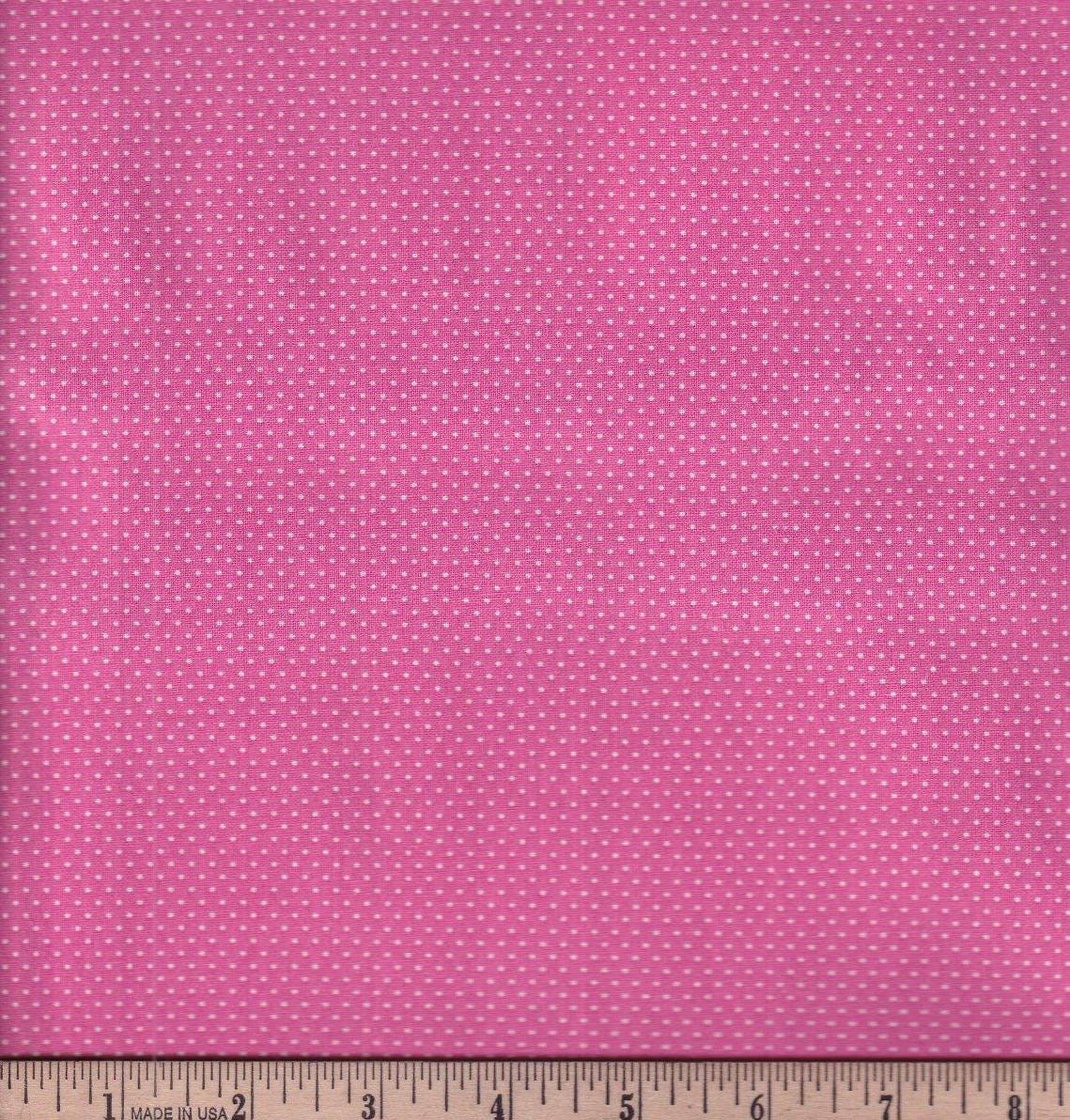 Pink White Dots Cotton Fabric - 100% Cotton Continuous cuts-Pink w/WHITE DOTS Blender