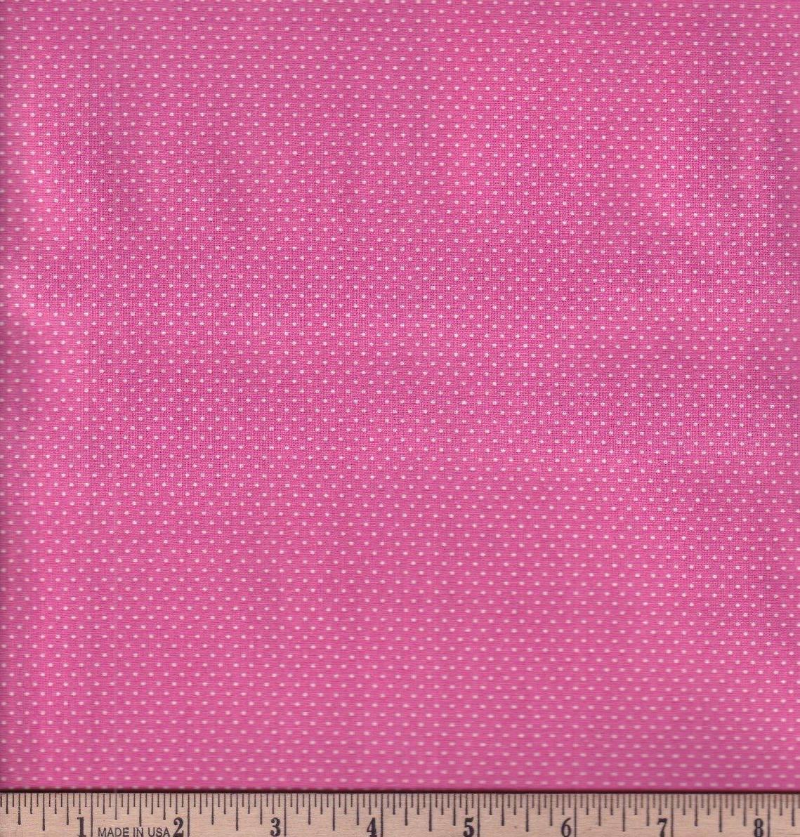 Pink White Dots Cotton Fabric - 100% Cotton Continuous cuts-Pink w/WHITE DOTS Blender