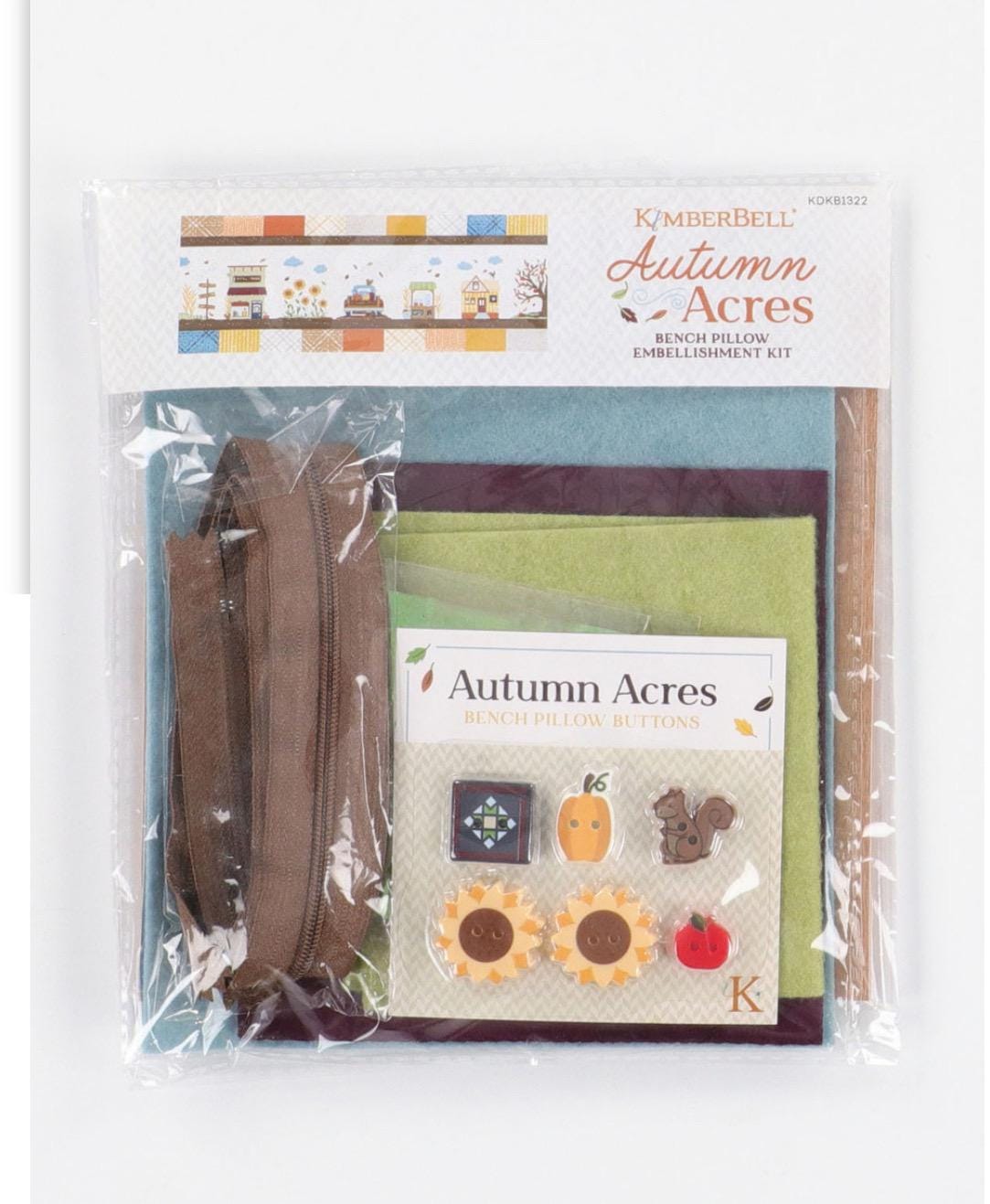 Kimberbell Autumn Acres Bench Pillow Supplies, Fabric Kit, Pattern/CD/Embellishments Designers: Kim Christopherson, KimberBell