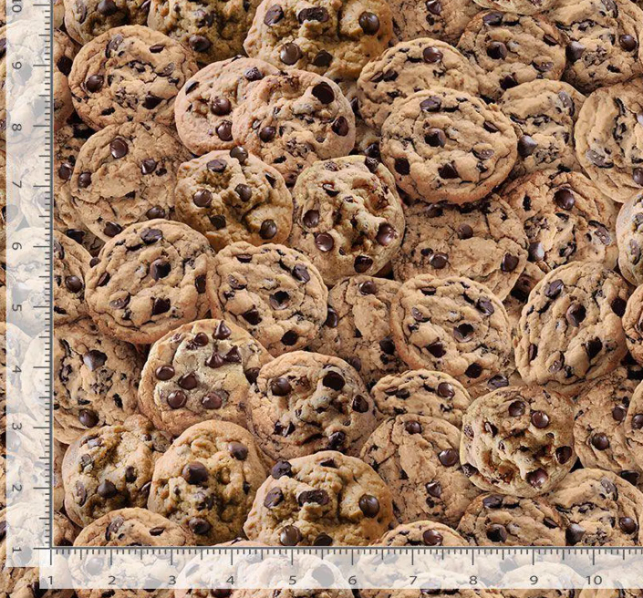 Chocolate Chip Cookies Novelty Cotton Fabric - 100% Cotton -continuous cuts! TT-Food CD3333 Brown - Chocolate Chip Cookies