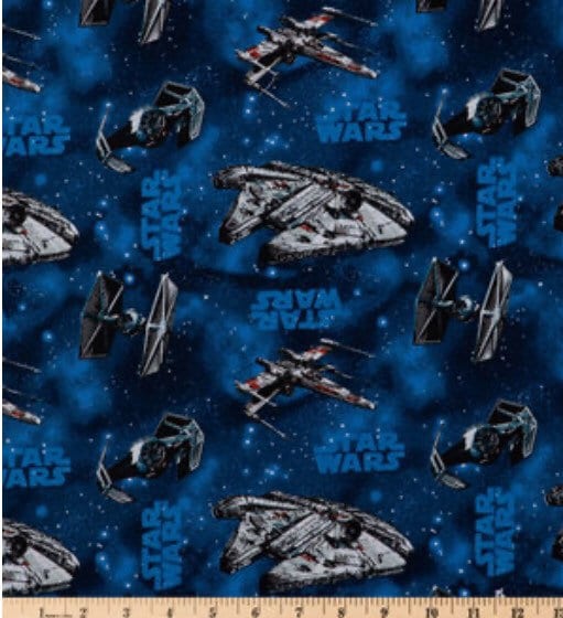 Star Wars fabric- 100% Cotton/ Space ships on blue Licensed Fabric