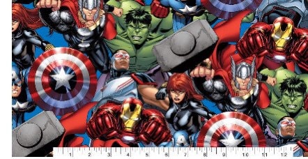 Superhero Fabric - Avengers - Iron Man - Hulk -Black Panther -Thor - Captain America - Hulk - Spider-man -Iron Man Stacked Licensed Fabric