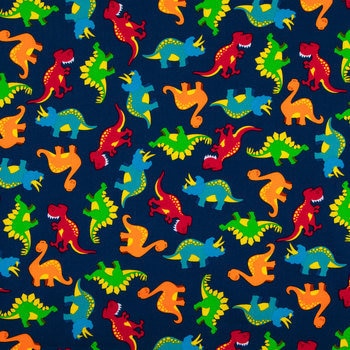 Dinosaurs on Navy Fabric - Fat Quarter - 100% Cotton -
