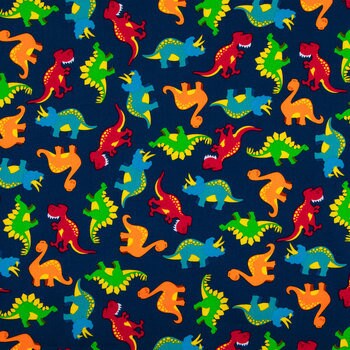 Dinosaurs on Navy Fabric - Fat Quarter - 100% Cotton -