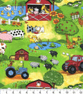 Farm Scene on Green- Fabric - 100% Cotton -