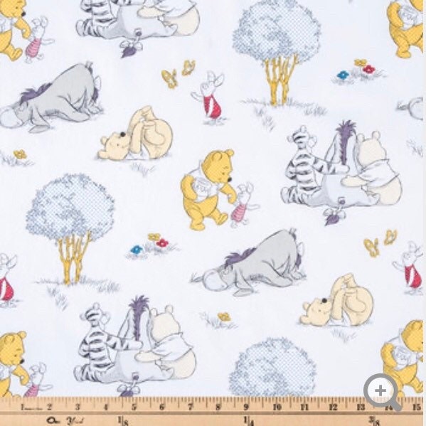 Winnie the Pooh Bear Togetherish Fabric - 100% Cotton - continuous cuts