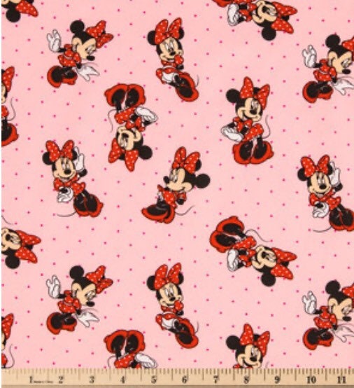 Minnie Mouse on pink Fabric 100% Cotton - Licensed Fabric