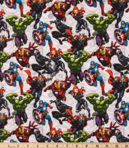 Superhero Fabric - 100% Cotton Fabric -  Avengers - Iron Man - Hulk - Captain America - Hulk - Spider-man - Iron Man
