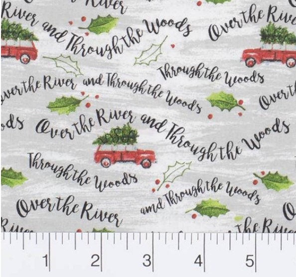 Over the River and Through the Woods Fabric- 100% Cotton - 3WI15494-WHT-CTN-D