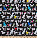 Party Dogs on black Fabric 100% Cotton - Continuous Cuts