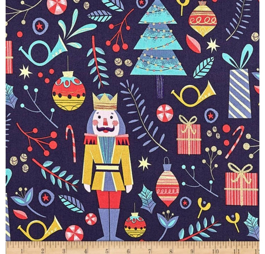 Dark blue Night of the Nutcracker Fabric- 100% Cotton - Paintbrush Studios