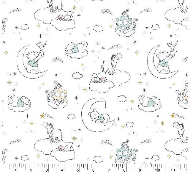 Winnie the Pooh baby friends- Bear Fabric- 100% Cotton - Licensed Fabric