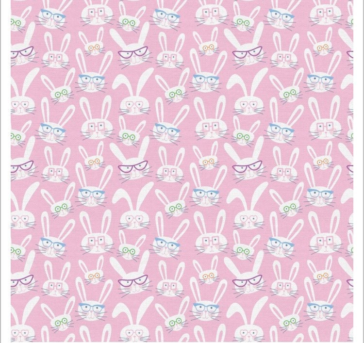 Bunny Trail Bunnies with Glasses Paintbrush Studio Cotton Fabric  100% Cotton Continuous Cuts