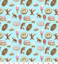 Curious George donuts on blue -Fabric -100% Cotton