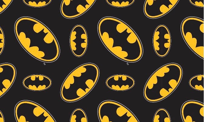 Batman Logos on black Fabric - Fat Quarter - 100% Cotton - Bat Man Licensed