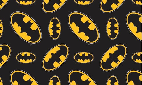 Batman Logos on black Fabric - Fat Quarter - 100% Cotton - Bat Man Licensed Fabric