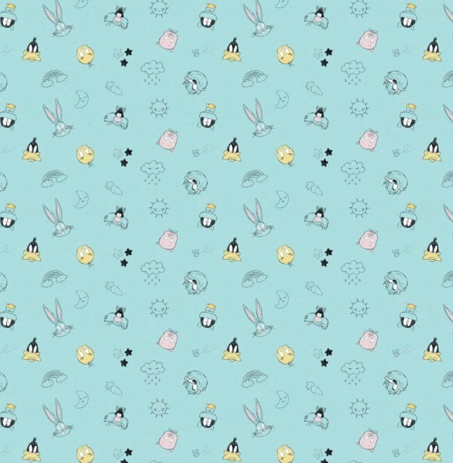 Looney Toons Little Dreamer Characters on Heather CAM23600123 character fabric- 1/4 yard, 1/2 yard, Fat Quarters- 100% Cotton fabric -