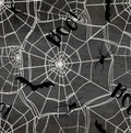 Webs spiders bats Fabric-100% Cotton - 3W-Spooky Night 18112 Charcoal - Webs