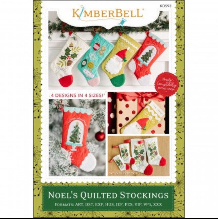 Kimberbell Noel’s Quilted Stockings Embroidery files- Kimberbell machine EMBROIDERY CD version- KD593