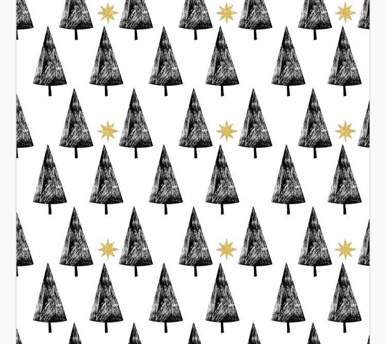 Trees with glitter on white- 100% Cotton 3W-Peace on Earth 18092 White - Trees w/Glitter