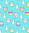 Easter eggs and bunny tails cotton fabric- 100% Cotton Continuous Cuts
